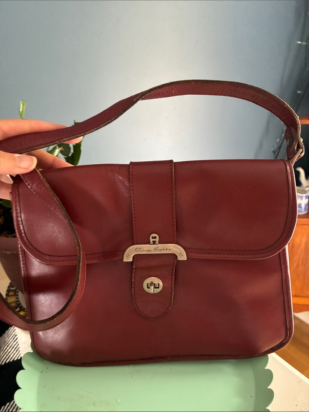 Vintage 1960’s Etienne Aigner Handmade Burgundy Oxblood Shoulder Purse - Picture 12 of 12